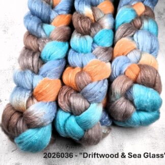 2026036 - Hand Dyed Merino & Silk Fibre Blend -  "Driftwood & Sea Glass"