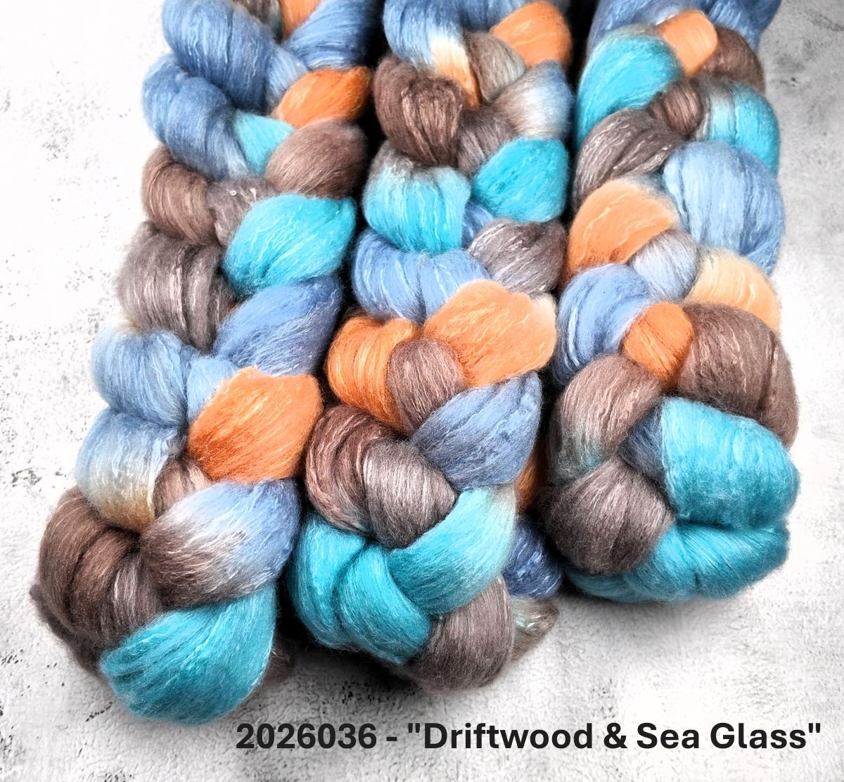 2026036 - Hand Dyed Merino & Silk Fibre Blend - "Driftwood & Sea Glass"