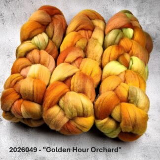 2026049 - Hand Dyed Super Fine Merino Fibre - "Golden Hour Orchard"