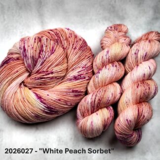 2026027 - 4 Ply Hand Dyed Sock Yarn - "White Peach Sorbet"