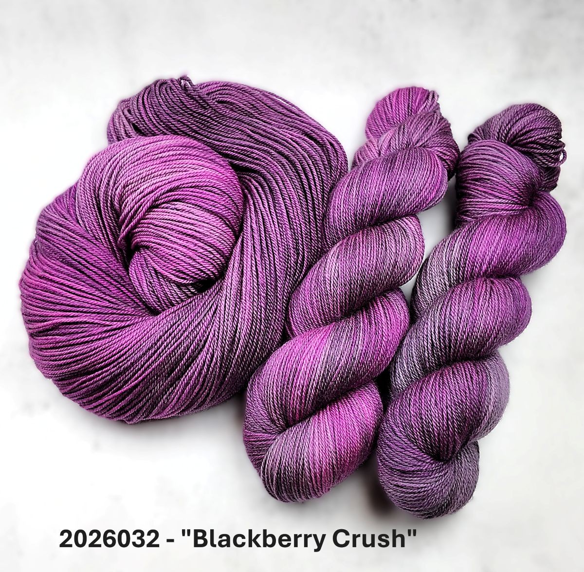2026032 - 4 Ply Hand Dyed Sock Yarn - "Blackberry Crush"