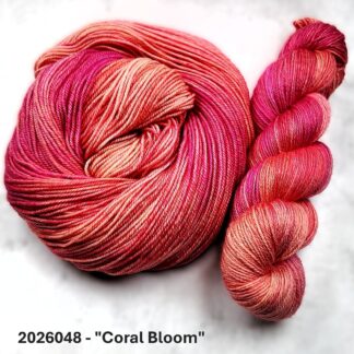 2026048 - 4 Ply Hand Dyed Sock Yarn - "Coral Bloom"