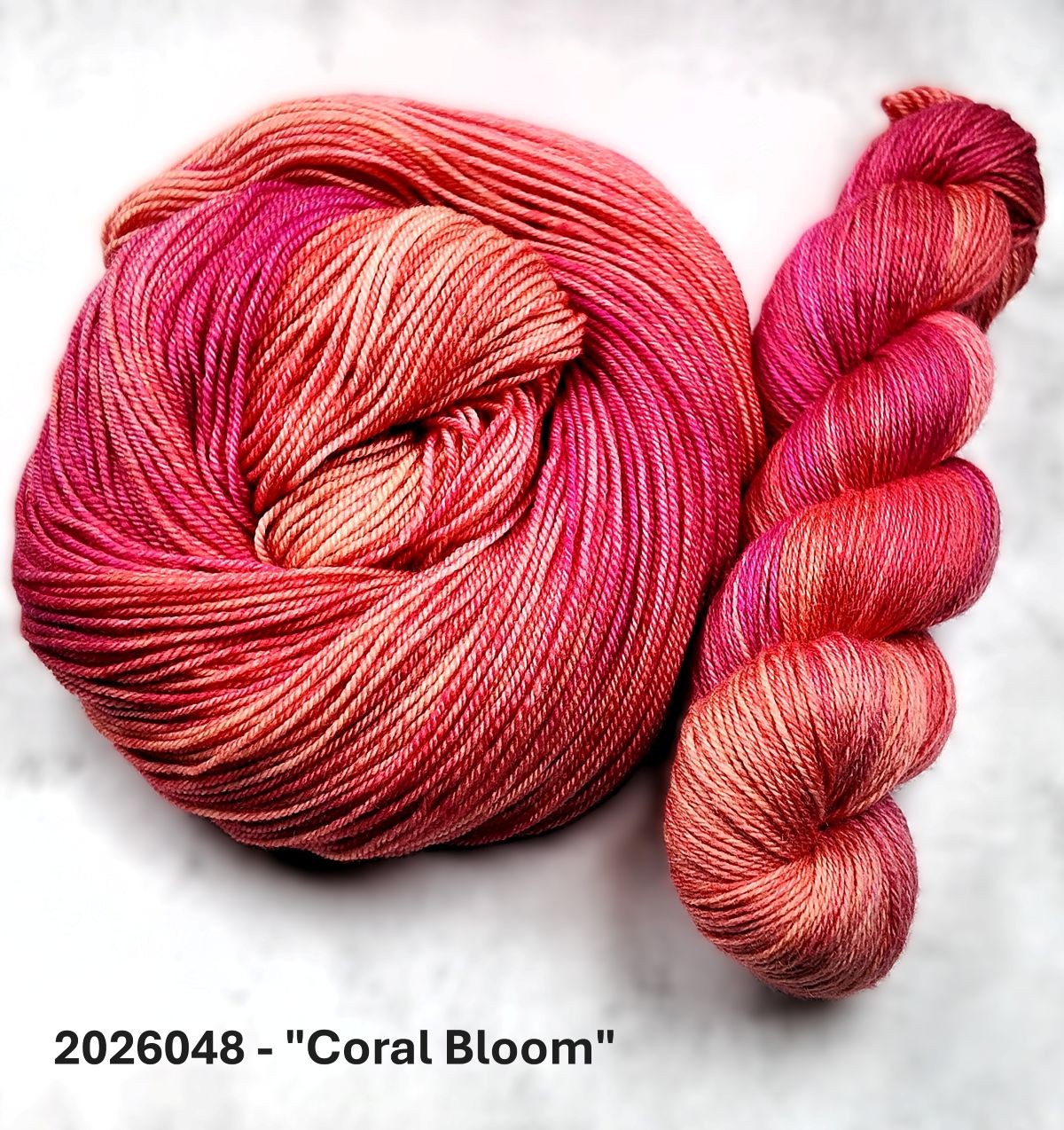 2026048 - 4 Ply Hand Dyed Sock Yarn - "Coral Bloom"
