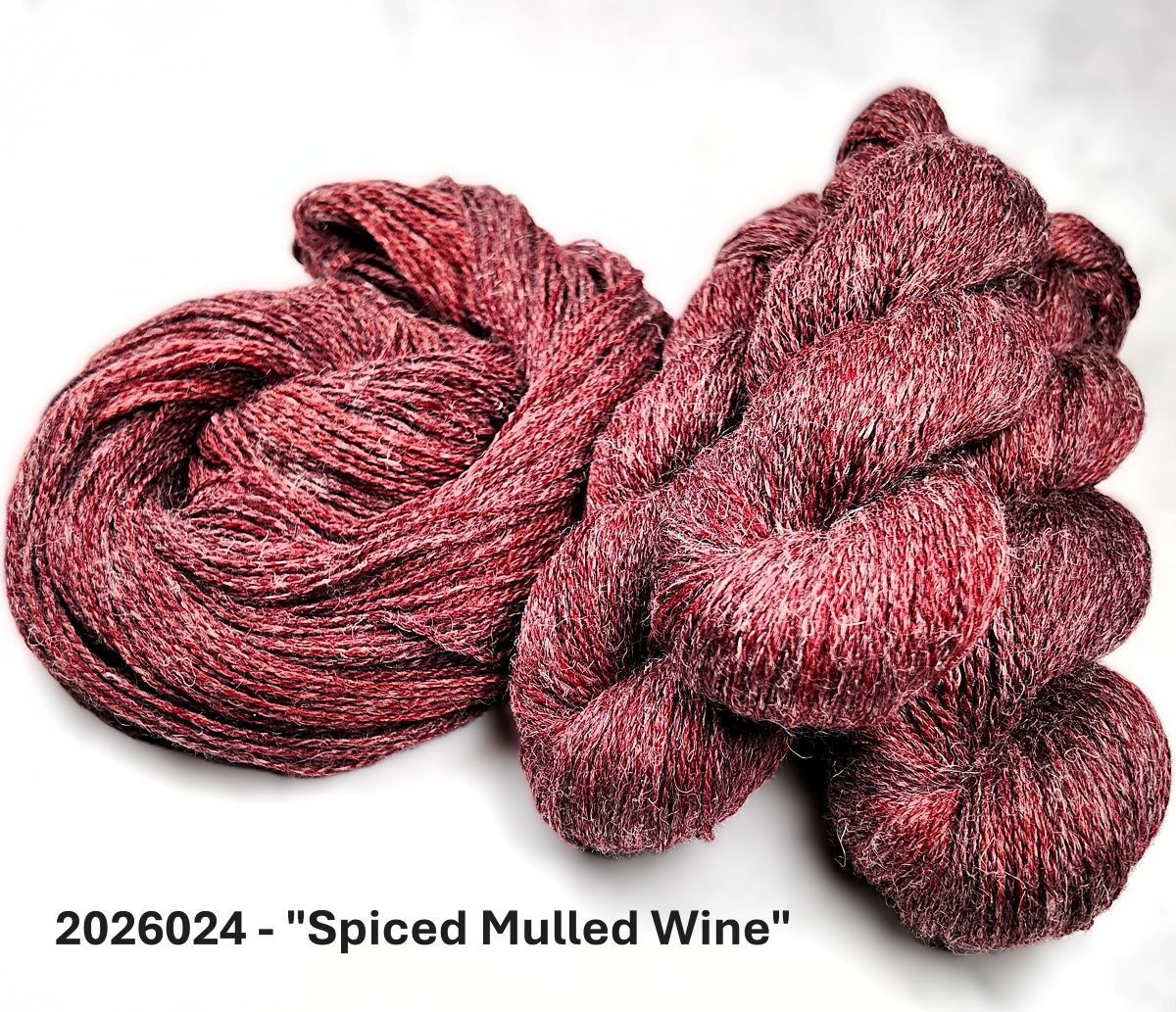 2026024 - 8 Ply Hand Dyed Merino & Hemp Yarn - "Spiced Mulled Wine"