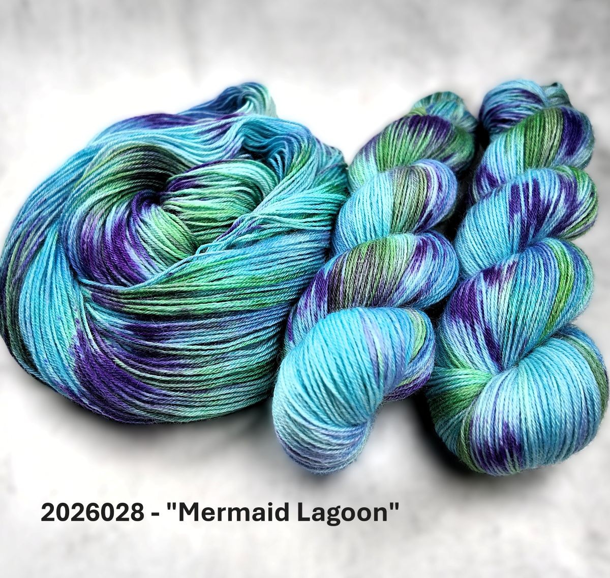 2026028 - 4 Ply Hand Dyed Sock Yarn - "Mermaid Lagoon"