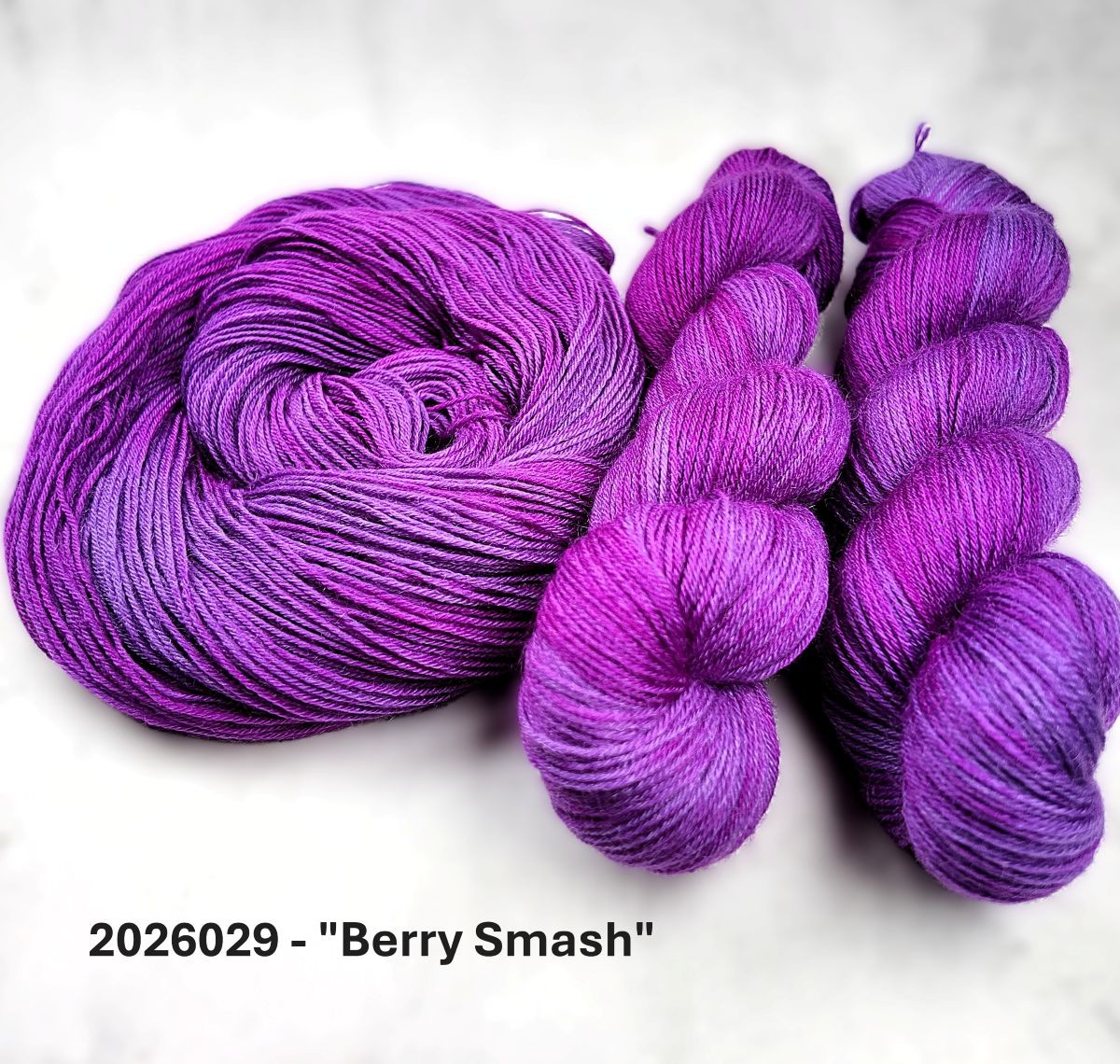 2026029 - 4 Ply Hand Dyed Sock Yarn - "Berry Smash"