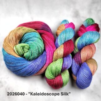 2026040 - 4 Ply Hand Dyed Merino Silk Yarn - "Kaleidoscope Silk"