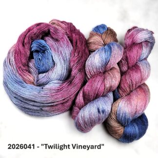 2026041 - 4 Ply Hand Dyed Merino Silk Yarn - "Twilight Vineyard"